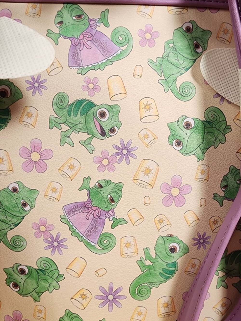 Loungefly Disney Tangled Pascal Purple Dress AOP Expressions Mini Backpack NEW - Picture 5 of 10